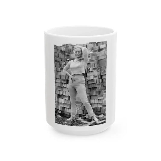 Veronica Carlson #82 (Vintage Female Icon) White Coffee Mug 15oz - Go Mug Yourself
