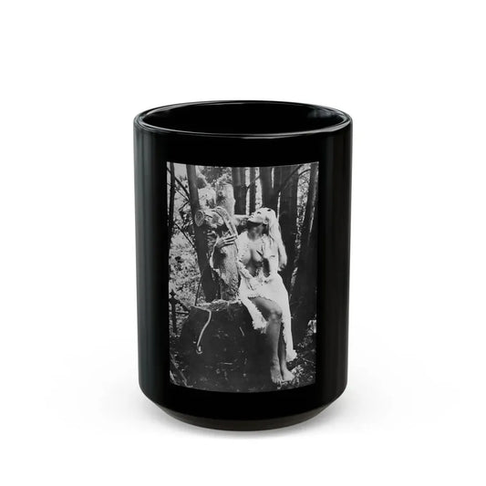 Veronica Carlson #84 - Partially Topless (Vintage Female Icon) Black Coffee Mug 15oz - Go Mug Yourself
