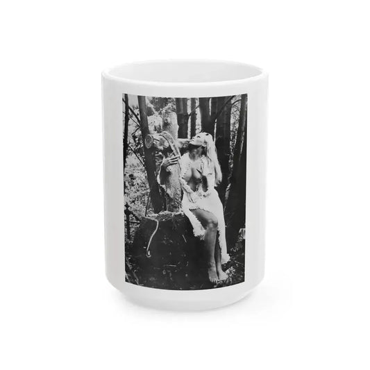 Veronica Carlson #84 - Partially Topless (Vintage Female Icon) White Coffee Mug 15oz - Go Mug Yourself