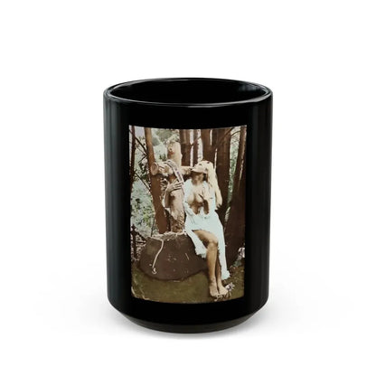 Veronica Carlson #84 - Partially Topless1 (Vintage Female Icon) Black Coffee Mug 15oz - Go Mug Yourself