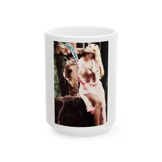 Veronica Carlson #84 - Partially Topless2 (Vintage Female Icon) White Coffee Mug 15oz - Go Mug Yourself