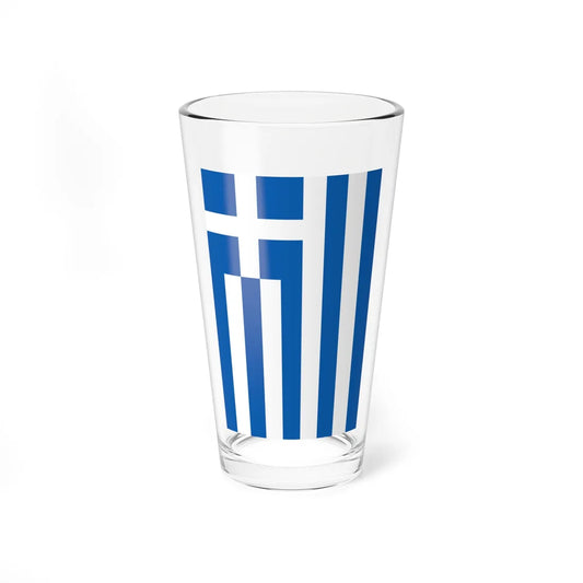 Vertical flag of Greece correct (Greece) Pint Glass 16oz 16oz - Go Mug Yourself