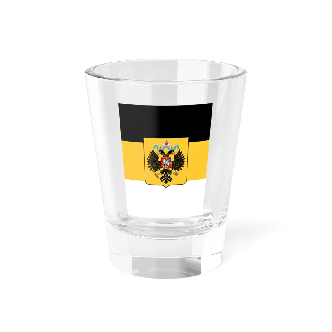 Vertical Flag of Russian Empire 1858-1896 with coat of arms (Estonia) Shot Glass 1.5oz 1.5oz - Go Mug Yourself