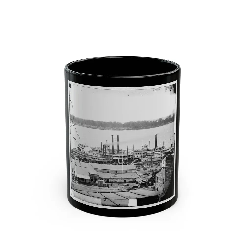 Vicksburg, Miss. Levee And Steamboats (U.S. Civil War) Black Coffee Mug-11oz-Go Mug Yourself