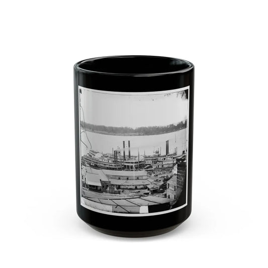 Vicksburg, Miss. Levee And Steamboats (U.S. Civil War) Black Coffee Mug-15oz-Go Mug Yourself