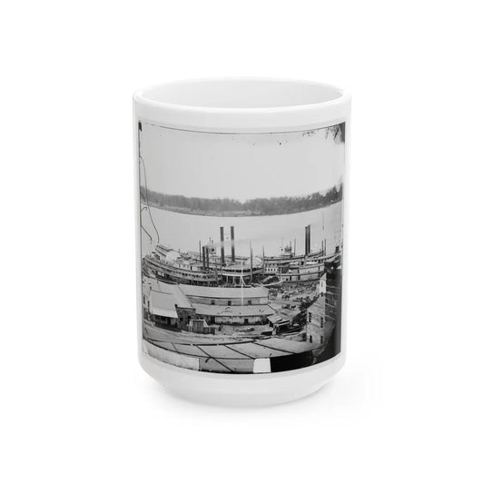 Vicksburg, Miss. Levee And Steamboats (U.S. Civil War) White Coffee Mug-15oz-Go Mug Yourself