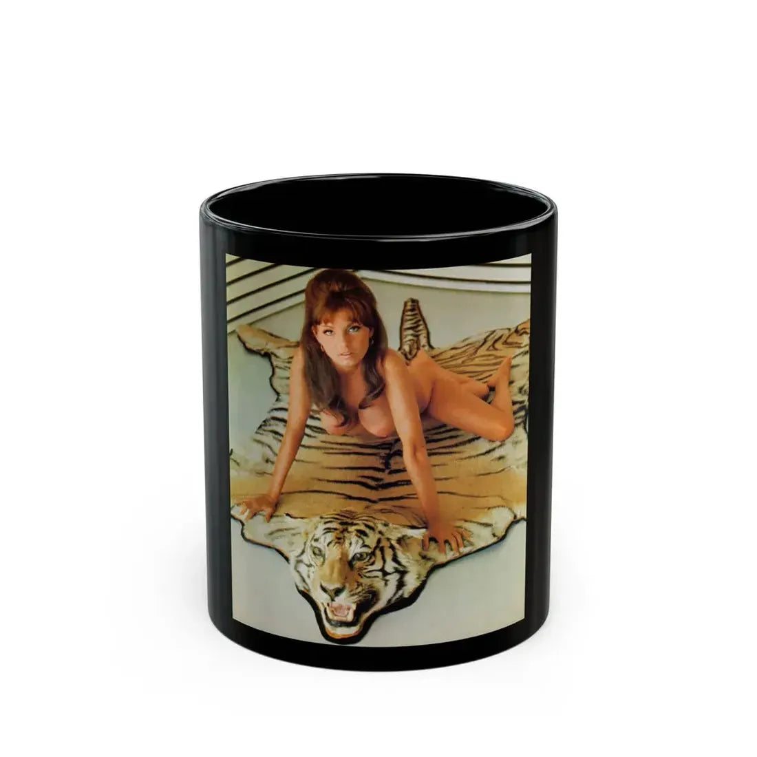 Victoria Vetri #108 - Topless (Vintage Female Icon) Black Coffee Mug 11oz - Go Mug Yourself