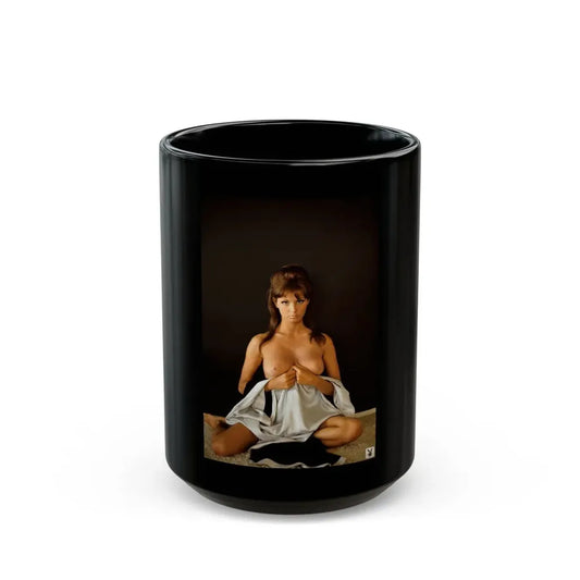Victoria Vetri #109 - Topless (Vintage Female Icon) Black Coffee Mug 15oz - Go Mug Yourself