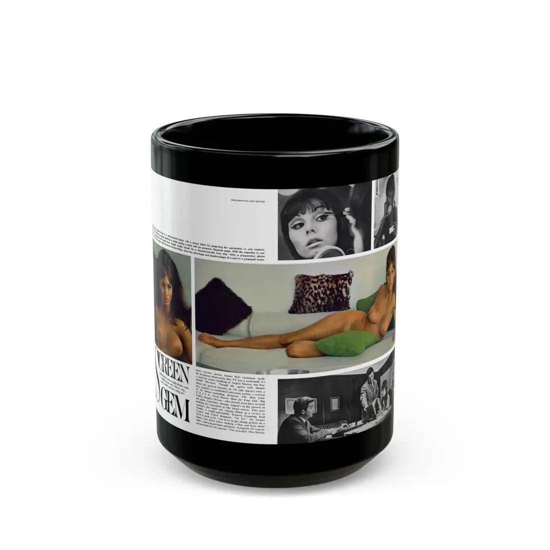 Victoria Vetri #125 - 2 Topless Photos (Vintage Female Icon) Black Coffee Mug 15oz - Go Mug Yourself