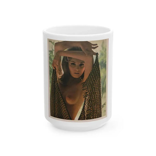 Victoria Vetri #51 - Playboy Mag. May '68 - 1 Photo - Partially Topless (Vintage Female Icon) White Coffee Mug 15oz - Go Mug Yourself