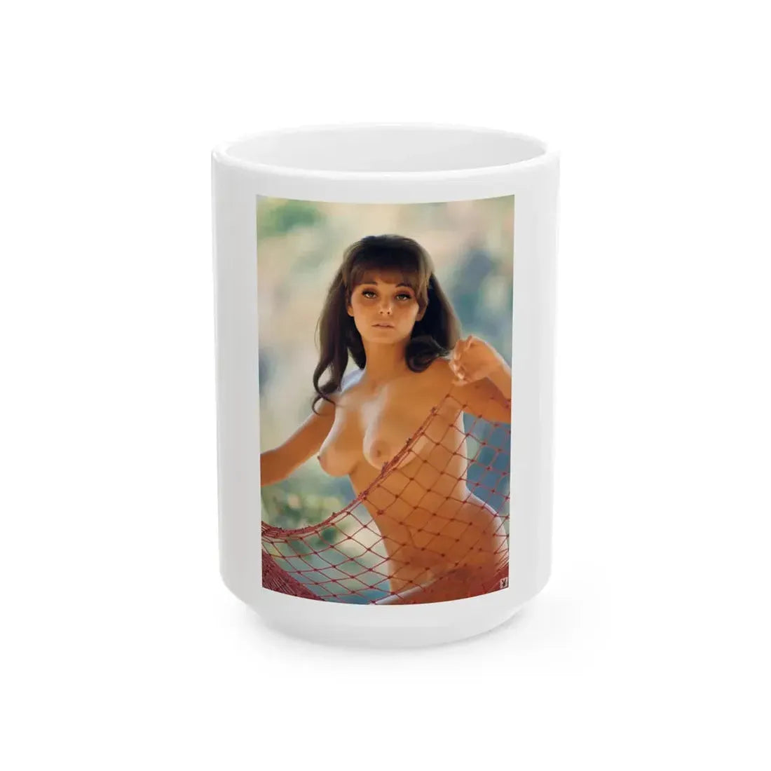 Victoria Vetri #83 - Topless (Vintage Female Icon) White Coffee Mug 15oz - Go Mug Yourself