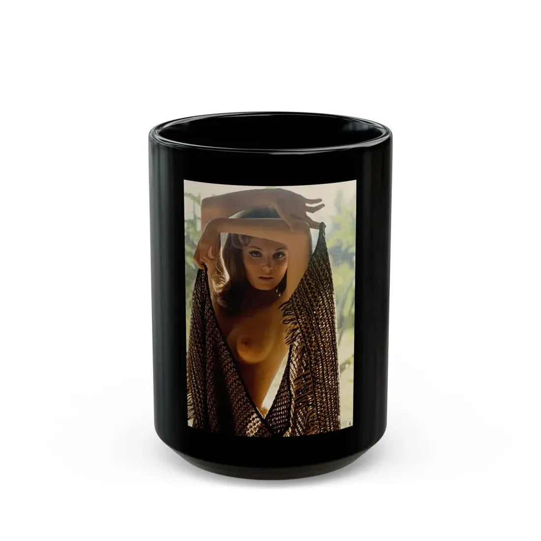 Victoria Vetri #94 - Topless (Vintage Female Icon) Black Coffee Mug 15oz - Go Mug Yourself