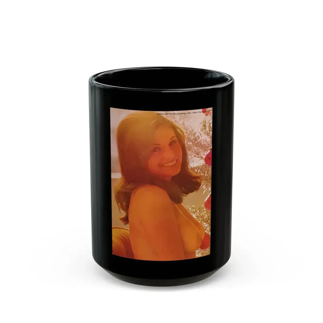Victoria Vetri #99 - Topless (Vintage Female Icon) Black Coffee Mug 15oz - Go Mug Yourself
