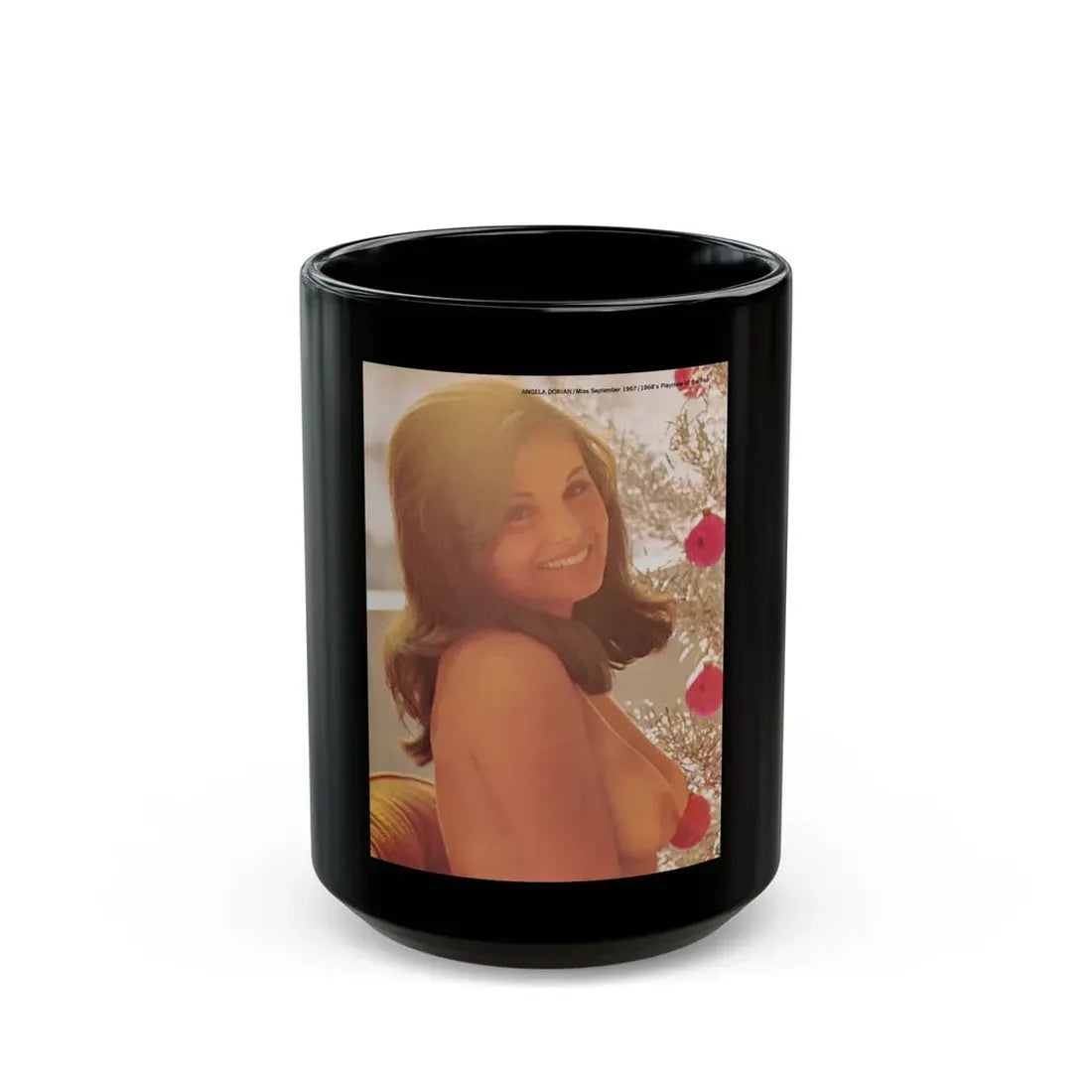 Victoria Vetri #99 - Topless2 (Vintage Female Icon) Black Coffee Mug 15oz - Go Mug Yourself