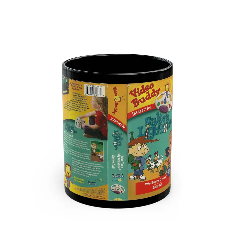 VIDEO BUDDY INTERACTIVE SALTYS LIGHTHOUSE (VHS COVER) - Black Coffee Mug-11oz-Go Mug Yourself