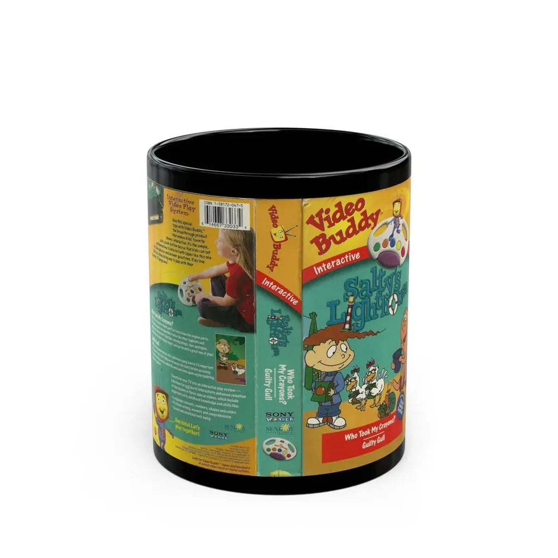 VIDEO BUDDY INTERACTIVE SALTYS LIGHTHOUSE (VHS COVER) - Black Coffee Mug 11oz - Go Mug Yourself