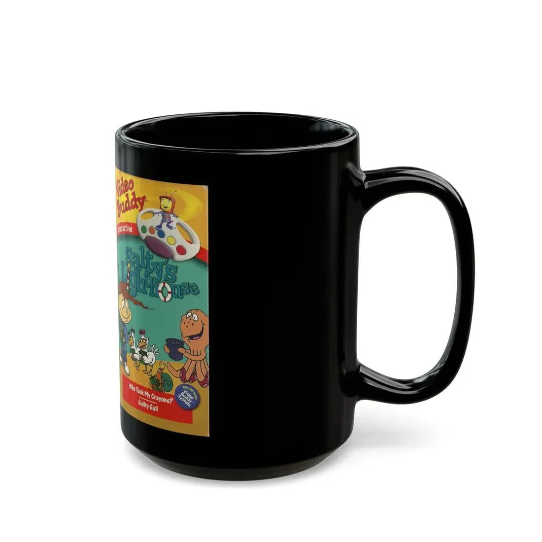VIDEO BUDDY INTERACTIVE SALTYS LIGHTHOUSE (VHS COVER) - Black Coffee Mug - Go Mug Yourself