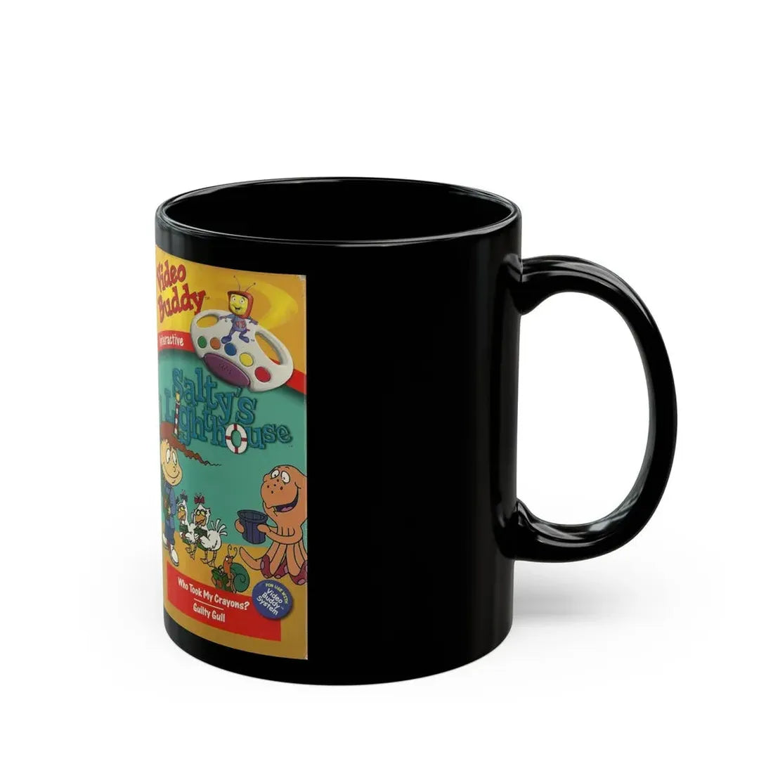 VIDEO BUDDY INTERACTIVE SALTYS LIGHTHOUSE (VHS COVER) - Black Coffee Mug - Go Mug Yourself