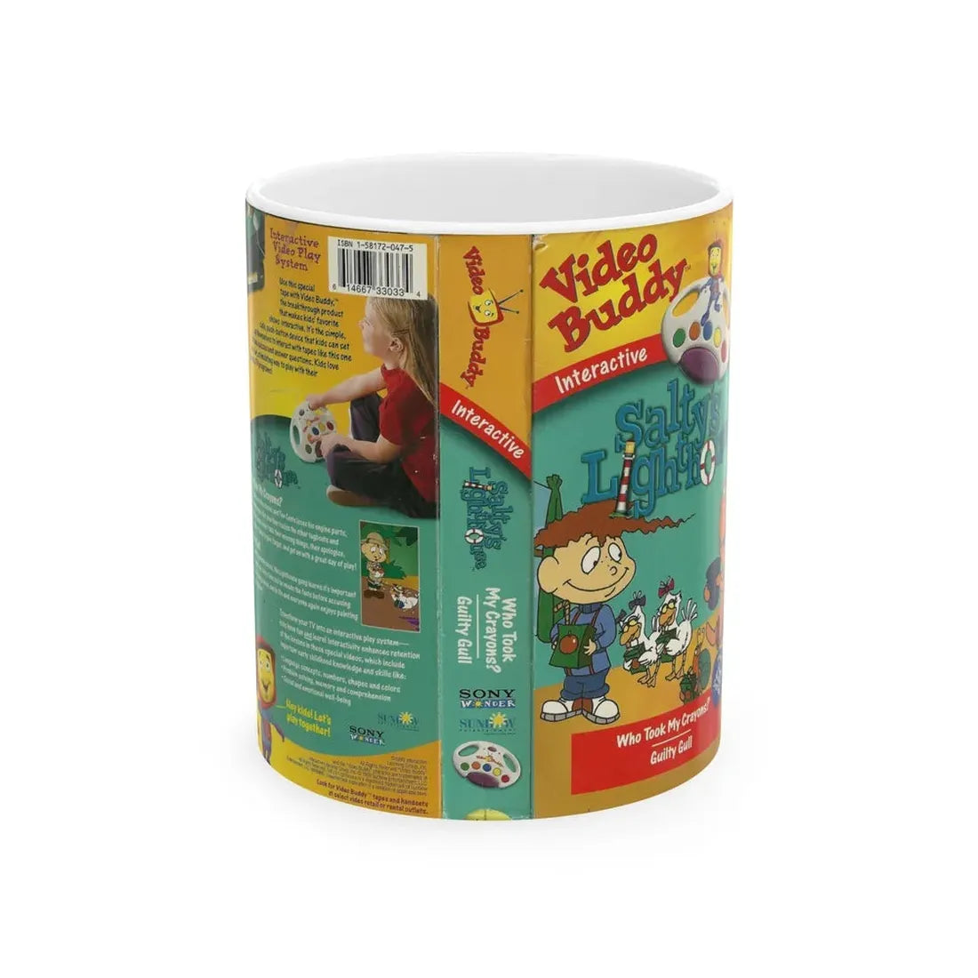 VIDEO BUDDY INTERACTIVE SALTYS LIGHTHOUSE (VHS COVER) - White Coffee Mug 11oz - Go Mug Yourself