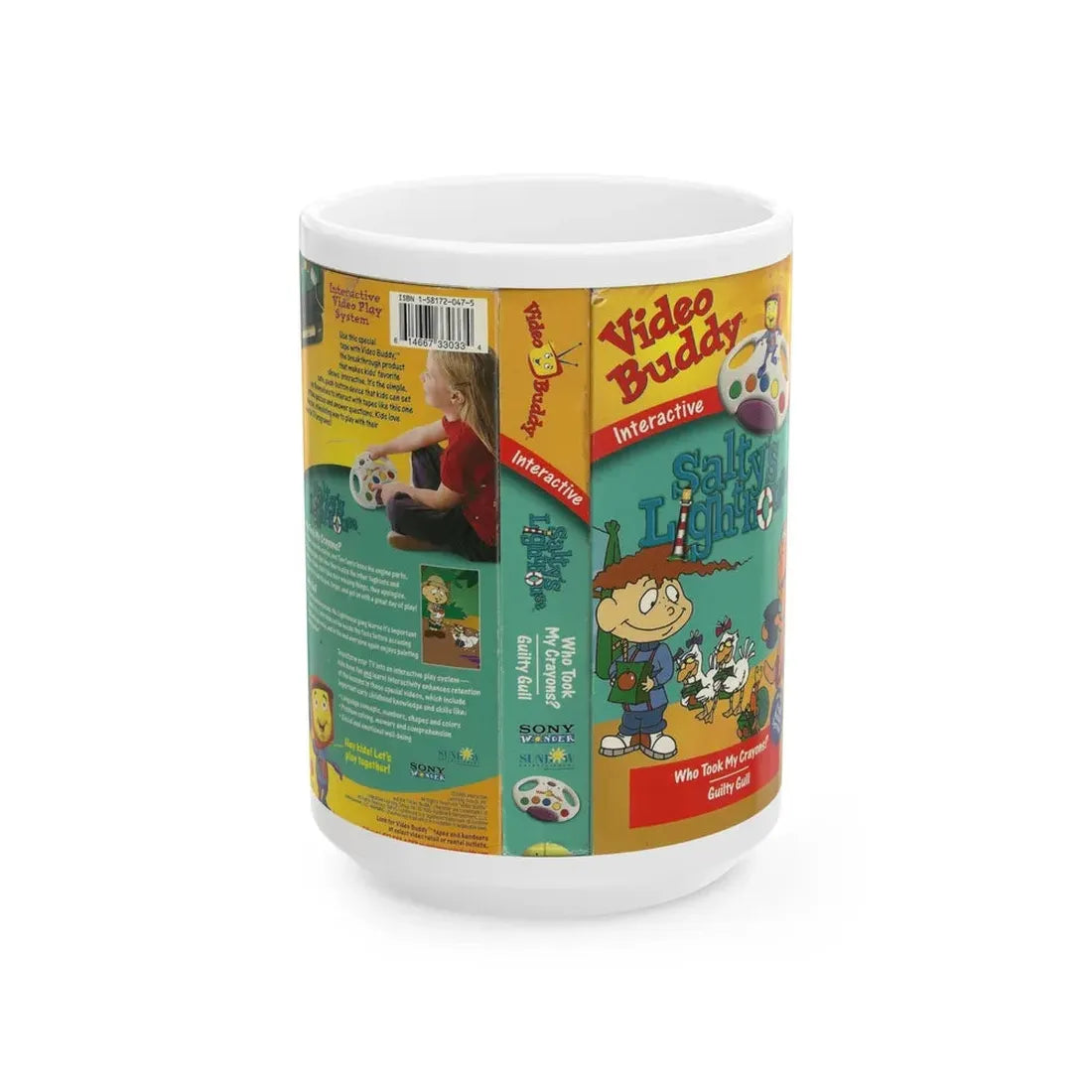 VIDEO BUDDY INTERACTIVE SALTYS LIGHTHOUSE (VHS COVER) - White Coffee Mug 15oz - Go Mug Yourself