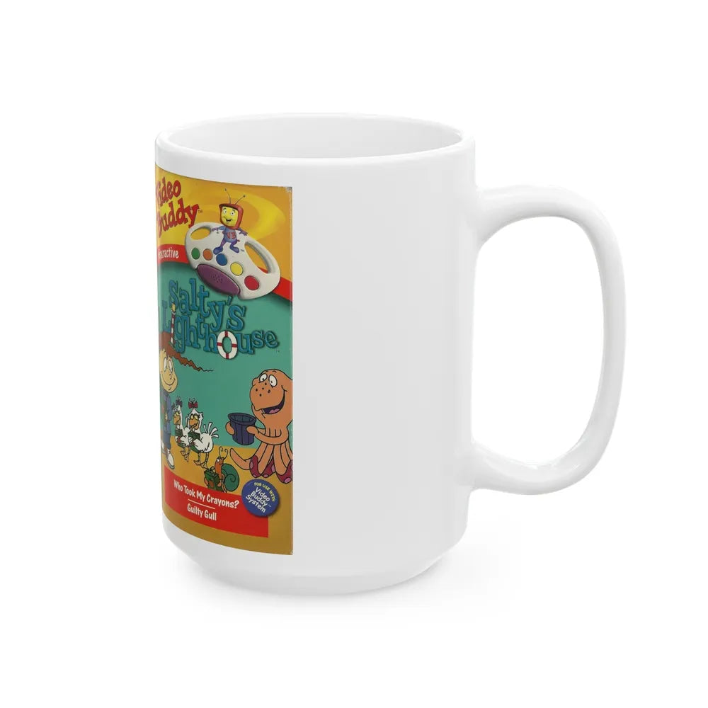 VIDEO BUDDY INTERACTIVE SALTYS LIGHTHOUSE (VHS COVER) - White Coffee Mug-Go Mug Yourself