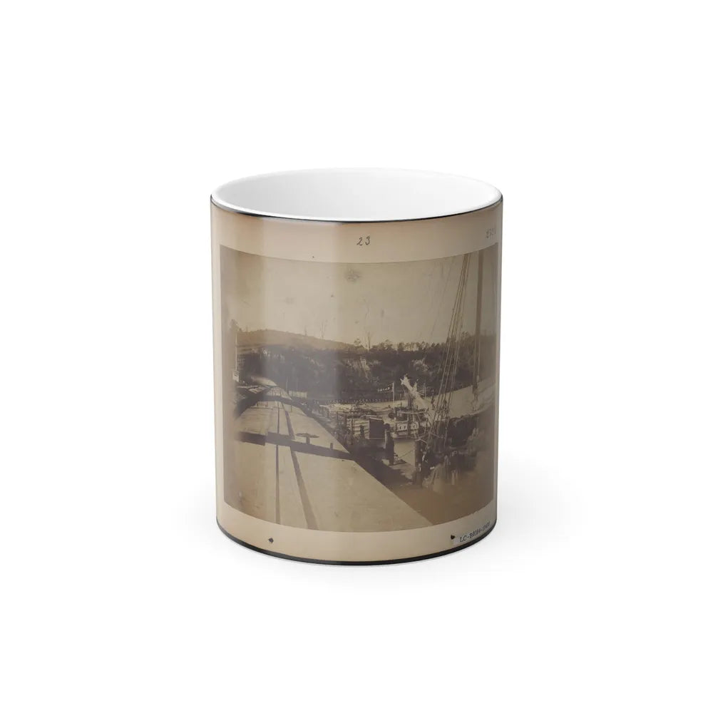 View From the Top of a Car on the Extreme End of the Burnside Wharf Looking Towards Shore (U.S. Civil War) Color Changing Coffee Mug 11oz-11oz-Go Mug Yourself