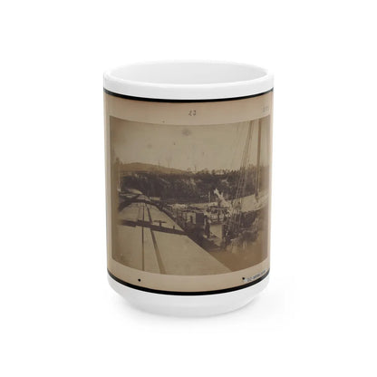 View From The Top Of A Car On The Extreme End Of The Burnside Wharf Looking Towards Shore (U.S. Civil War) White Coffee Mug-15oz-Go Mug Yourself