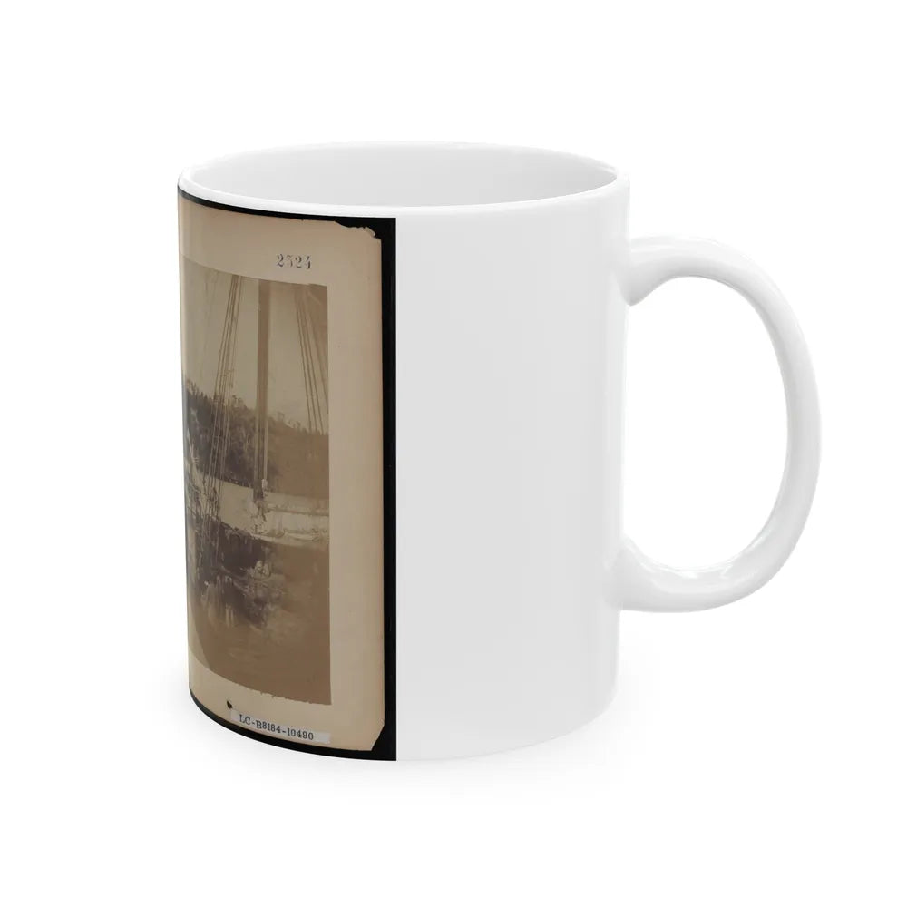 View From The Top Of A Car On The Extreme End Of The Burnside Wharf Looking Towards Shore (U.S. Civil War) White Coffee Mug-Go Mug Yourself