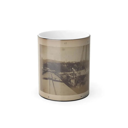 View From the Top of a Car on the Extreme End of the Burnside Wharf Looking Towards Shore (U.S. Civil War) Color Changing Coffee Mug 11oz - Go Mug Yourself