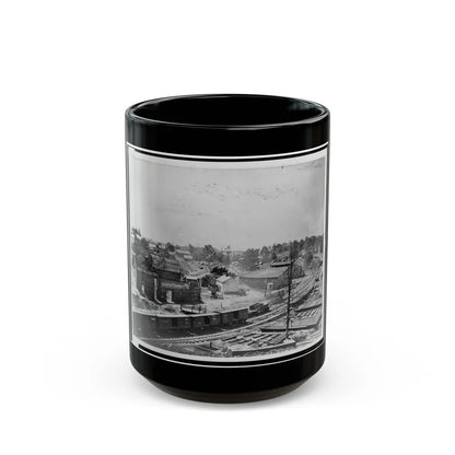 View Of Atlanta, Georgia, With Railroad Cars In Left Foreground (U.S. Civil War) Black Coffee Mug-15oz-Go Mug Yourself