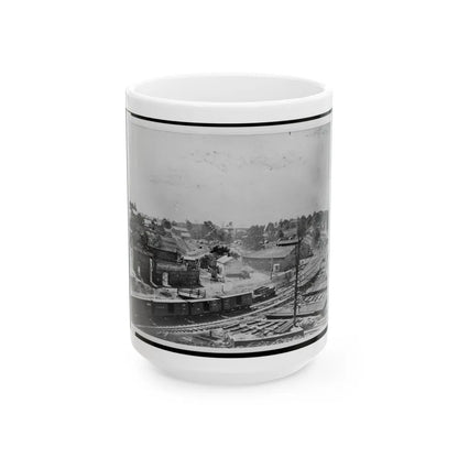 View Of Atlanta, Georgia, With Railroad Cars In Left Foreground (U.S. Civil War) White Coffee Mug-15oz-Go Mug Yourself