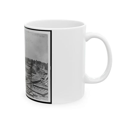 View Of Atlanta, Georgia, With Railroad Cars In Left Foreground (U.S. Civil War) White Coffee Mug-Go Mug Yourself