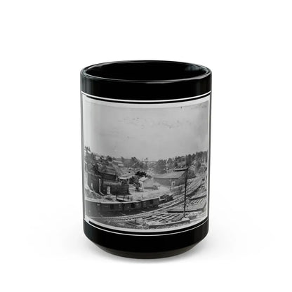 View Of Atlanta, Georgia, With Railroad Cars In Left Foreground (U.S. Civil War) Black Coffee Mug 15oz - Go Mug Yourself