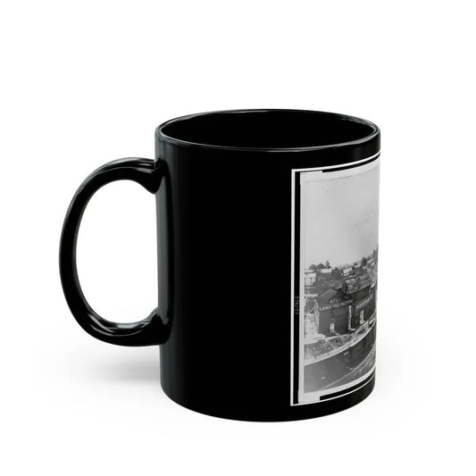 View Of Atlanta, Georgia, With Railroad Cars In Left Foreground (U.S. Civil War) Black Coffee Mug - Go Mug Yourself