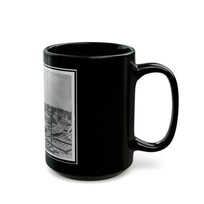 View Of Atlanta, Georgia, With Railroad Cars In Left Foreground (U.S. Civil War) Black Coffee Mug - Go Mug Yourself
