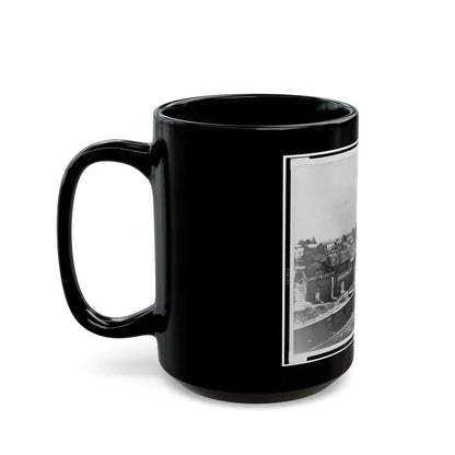 View Of Atlanta, Georgia, With Railroad Cars In Left Foreground (U.S. Civil War) Black Coffee Mug - Go Mug Yourself