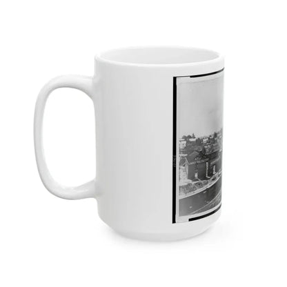 View Of Atlanta, Georgia, With Railroad Cars In Left Foreground (U.S. Civil War) White Coffee Mug - Go Mug Yourself