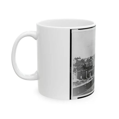 View Of Atlanta, Georgia, With Railroad Cars In Left Foreground (U.S. Civil War) White Coffee Mug - Go Mug Yourself