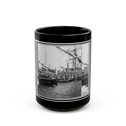 View Of Boats And Ships At Wharf, Charleston, South Carolina (U.S. Civil War) Black Coffee Mug-15oz-Go Mug Yourself