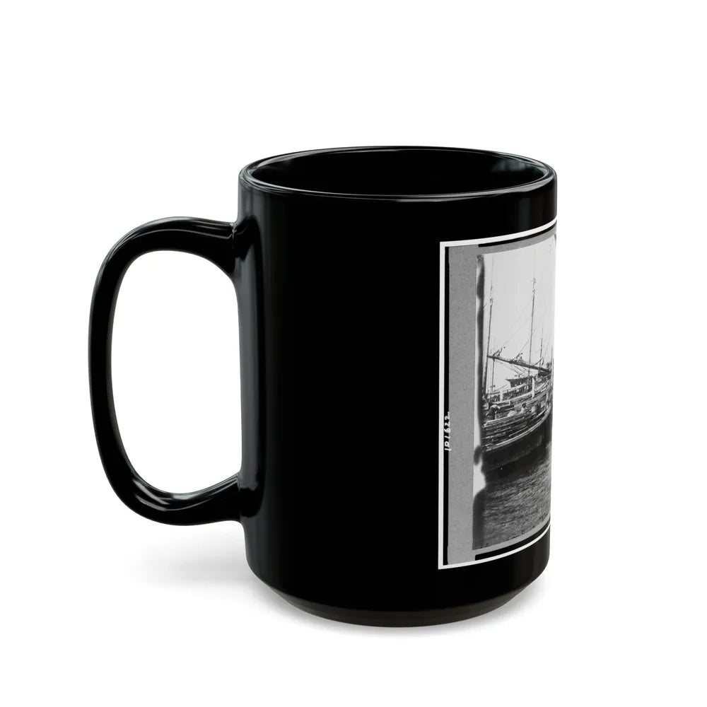 View Of Boats And Ships At Wharf, Charleston, South Carolina (U.S. Civil War) Black Coffee Mug-Go Mug Yourself