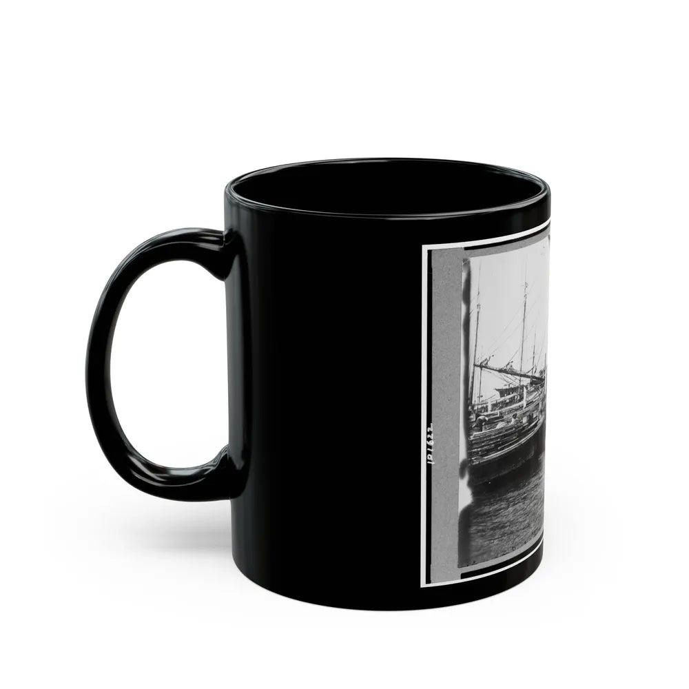 View Of Boats And Ships At Wharf, Charleston, South Carolina (U.S. Civil War) Black Coffee Mug-Go Mug Yourself