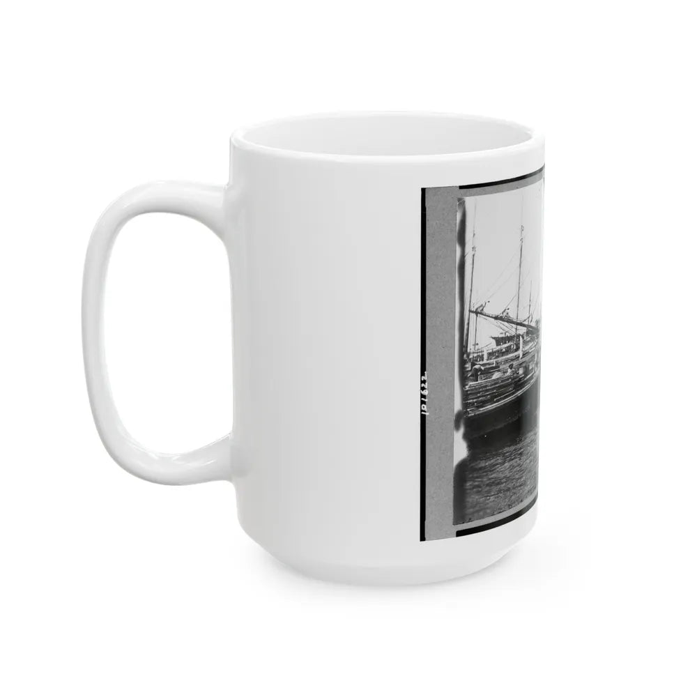 View Of Boats And Ships At Wharf, Charleston, South Carolina (U.S. Civil War) White Coffee Mug-Go Mug Yourself