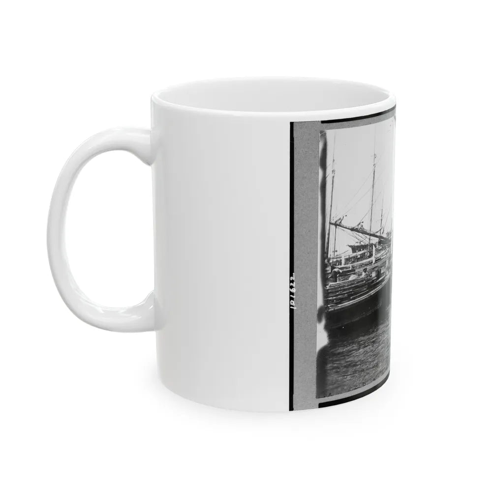 View Of Boats And Ships At Wharf, Charleston, South Carolina (U.S. Civil War) White Coffee Mug-Go Mug Yourself