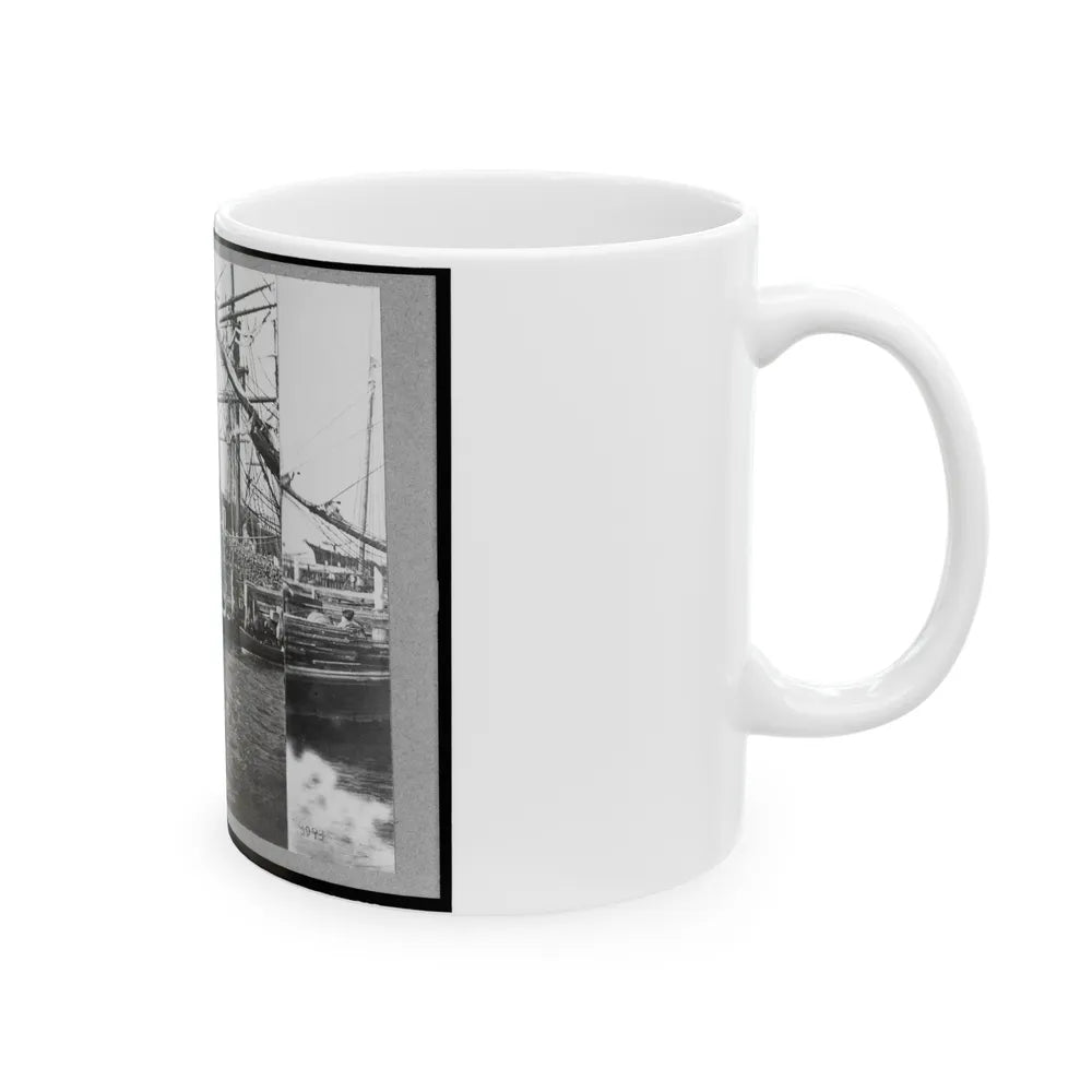 View Of Boats And Ships At Wharf, Charleston, South Carolina (U.S. Civil War) White Coffee Mug-Go Mug Yourself