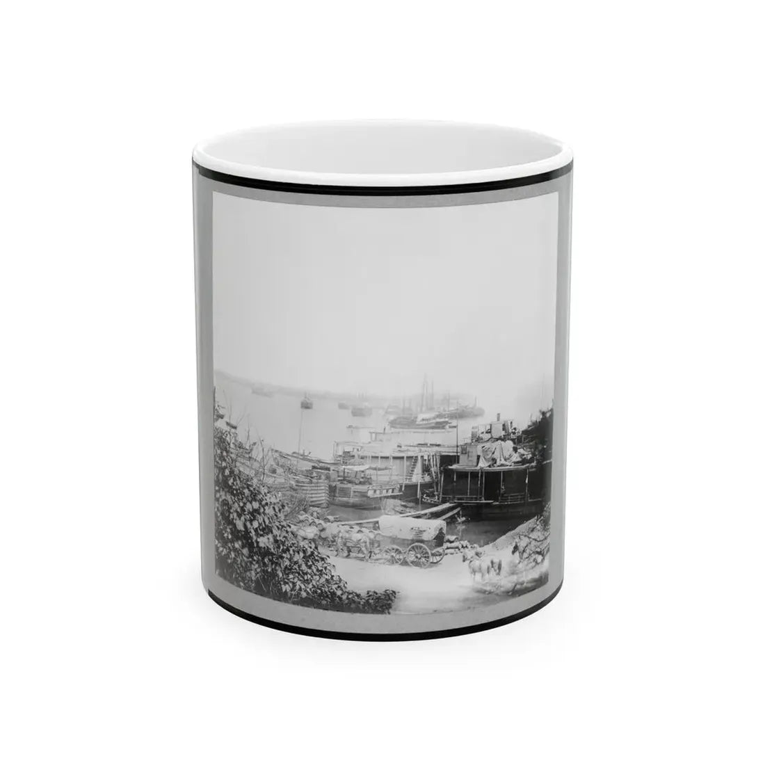 View Of City Point, Virginia, Showing Barges, Transports, Etc. (U.S. Civil War) White Coffee Mug 11oz - Go Mug Yourself