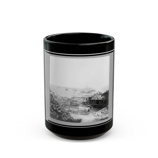 View Of City Point, Virginia, Showing Barges, Transports, Etc. (U.S. Civil War) Black Coffee Mug-15oz-Go Mug Yourself