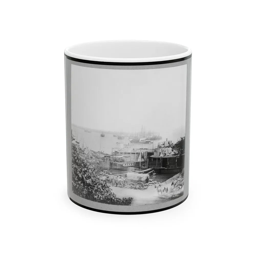 View Of City Point, Virginia, Showing Barges, Transports, Etc. (U.S. Civil War) White Coffee Mug-11oz-Go Mug Yourself