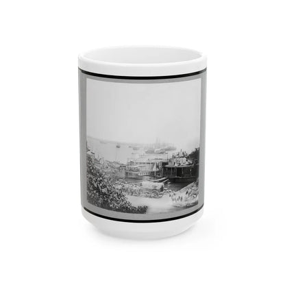 View Of City Point, Virginia, Showing Barges, Transports, Etc. (U.S. Civil War) White Coffee Mug-15oz-Go Mug Yourself