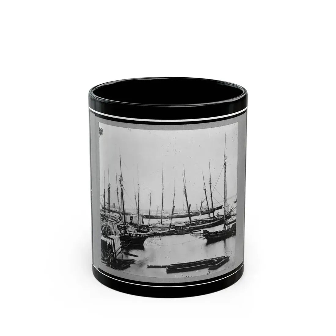 View Of Transports, Barges, Etc., City Point, Virginia (U.S. Civil War) Black Coffee Mug 11oz - Go Mug Yourself