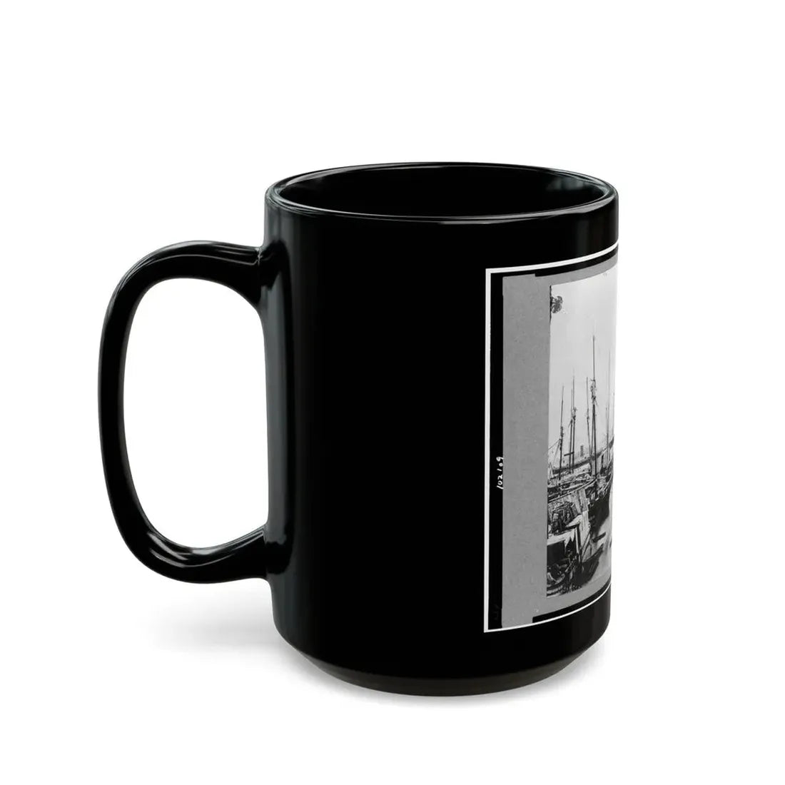 View Of Transports, Barges, Etc., City Point, Virginia (U.S. Civil War) Black Coffee Mug - Go Mug Yourself